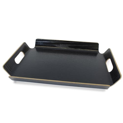 Coffee Presentation Tray, Black Faux Wood